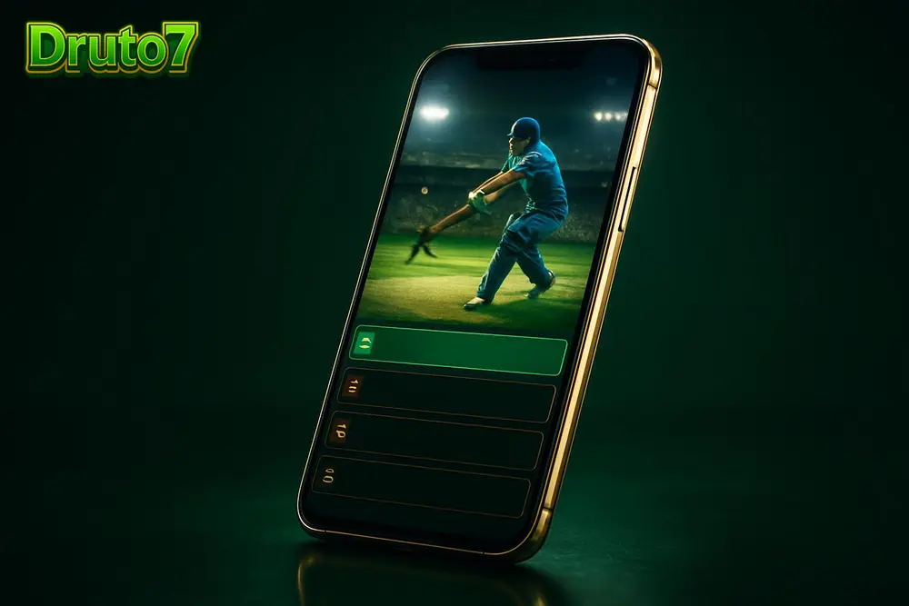Druto7 cricket betting — a smartphone showing a live cricket match with betting markets listed